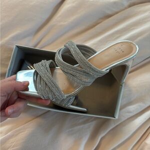 Elegant Silver Strappy Women's Heels